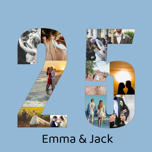 Create a 25-Numbers Photo Collage for Anniversaries or Celebrations