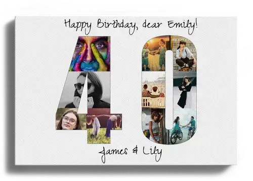 Customizable "40" Photo Collage for Milestones