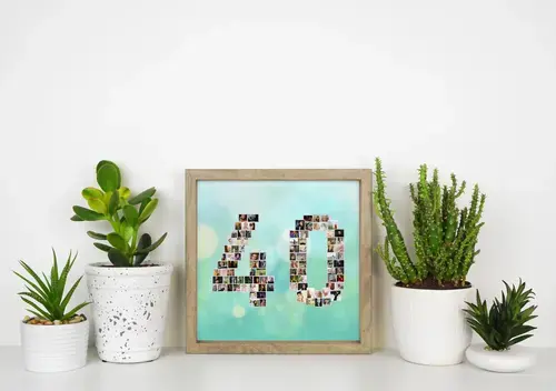 Customizable "40" Photo Collage for Milestones
