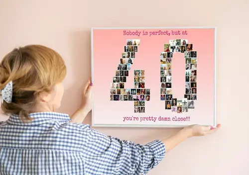 Customizable "40" Photo Collage for Milestones