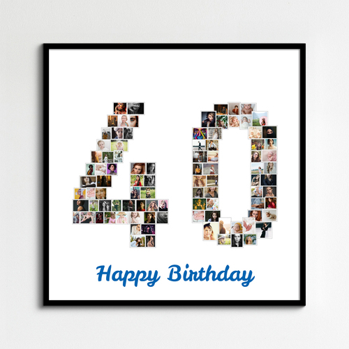 Customizable "40" Photo Collage for Milestones