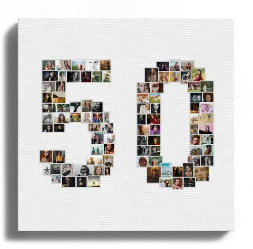 Photo collage round birthday number 50