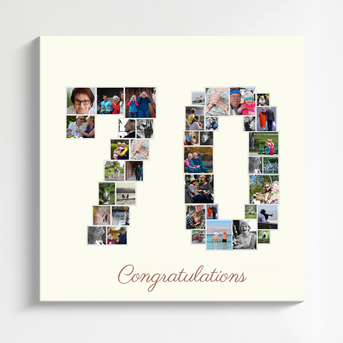 Create a Personalized '70' Photo Collage Gift for a Special Birthday