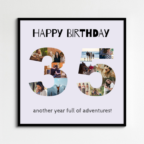 Celebrate 35th Birthday: Custom Photo Collage & Text