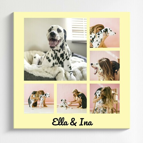 "Create Your Stylish Dog Photo Collage with Personalized Text"