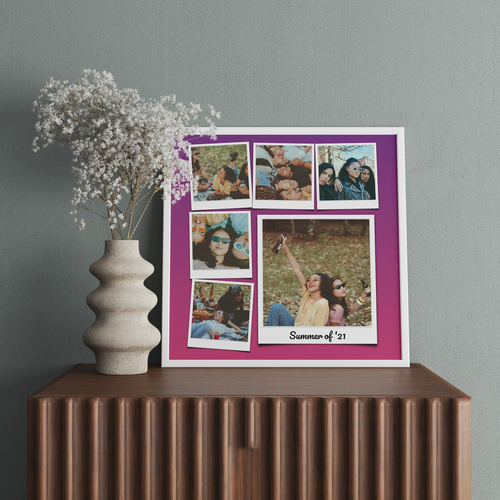 Create Your Retro Polaroid Photo Collage: Add Personal Text & Vivid Backgrounds