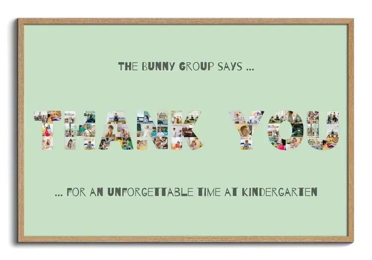 We say THANK YOU as photo collage with text
