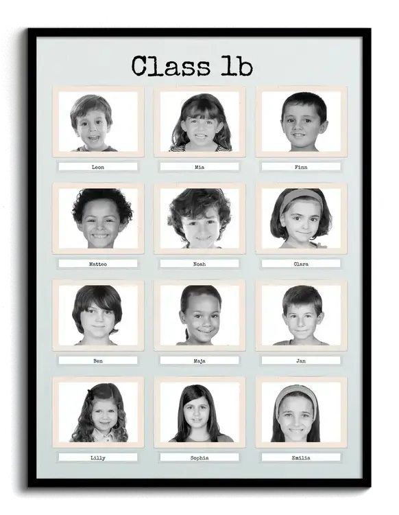 photos of all students in class with names labeled as collage easily created