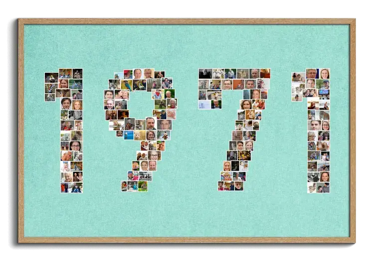 Birth Year with Numbers as Photo Collage Creative Gift Idea