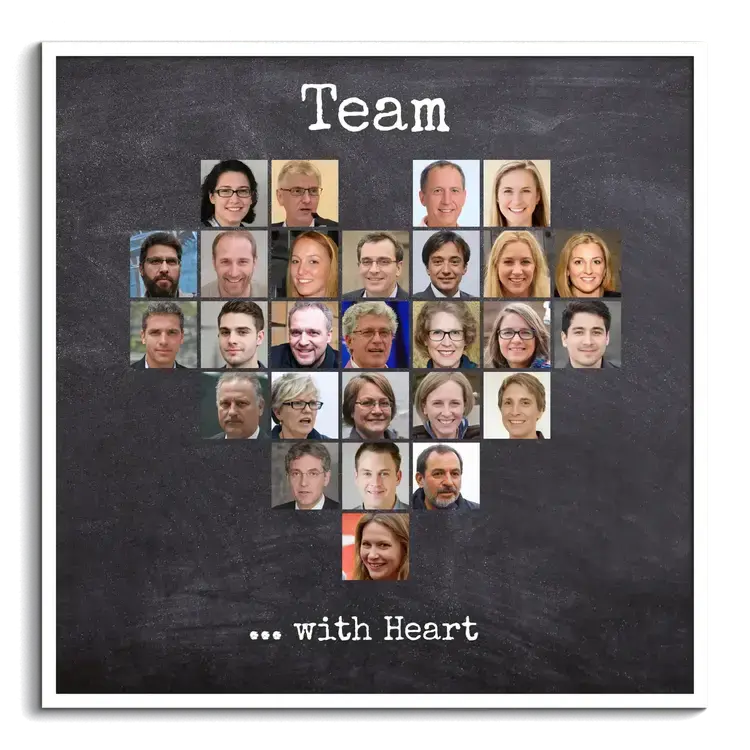 Photo collage colleagues employees heart shape