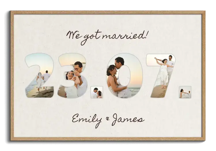 Wedding Anniversary Date Photo Collage with Names