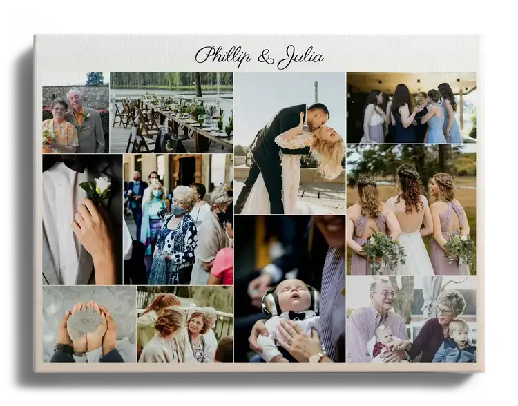 Photo collage gift or memory wedding photos