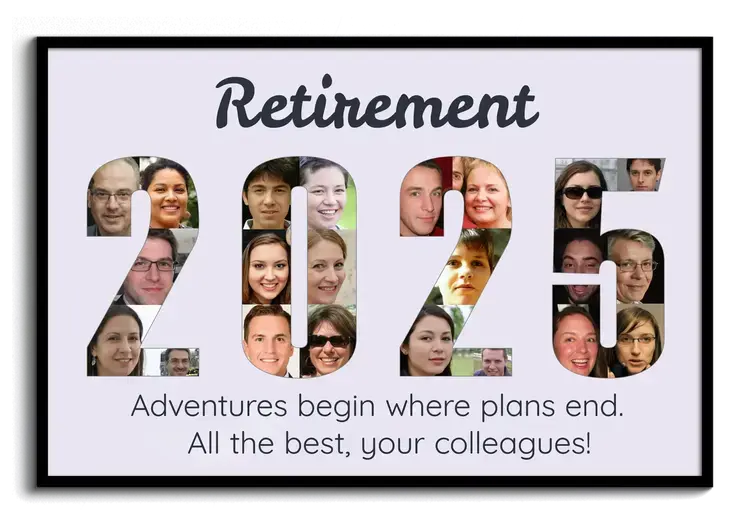 Photo collage year number from colleagues retirement