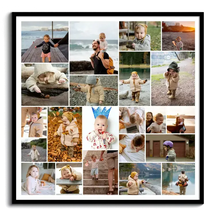 Collage with Children or Baby Photos from Family Album
