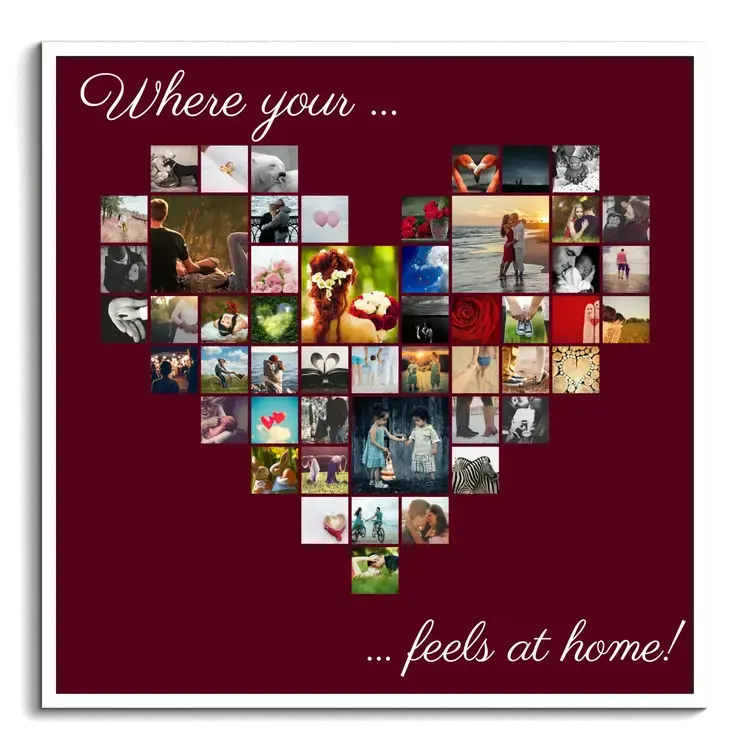 Photo collage create heart with many photos