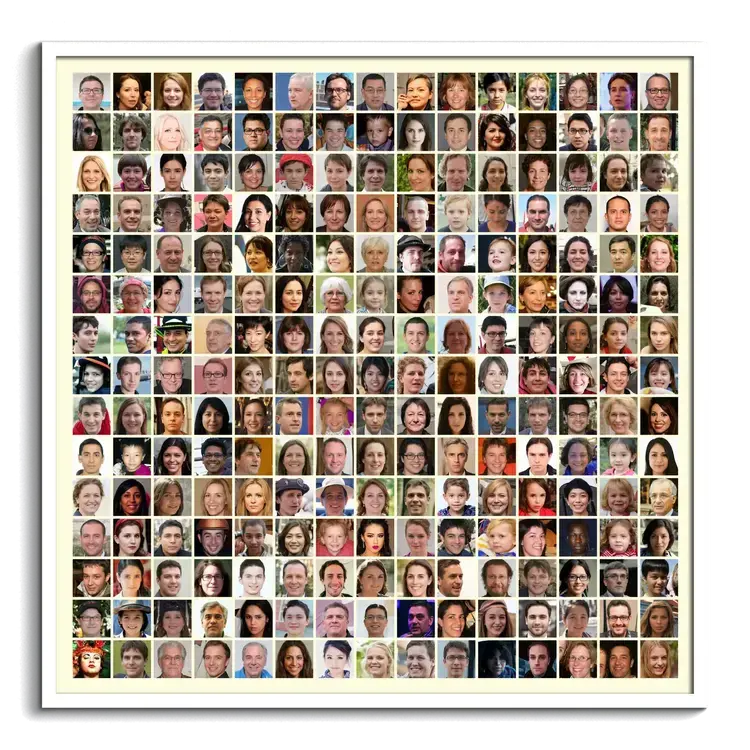 photo collage with more than two hundred photos faces