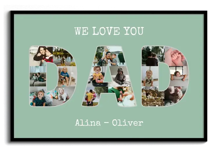 Personalized photo gift Fathers Day with letters DAD WE LOVE YOU