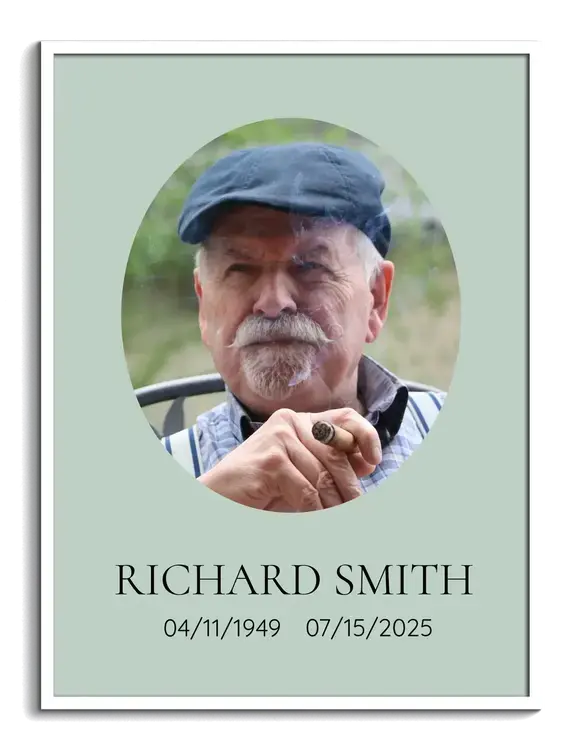 Portrait photo for funeral in oval