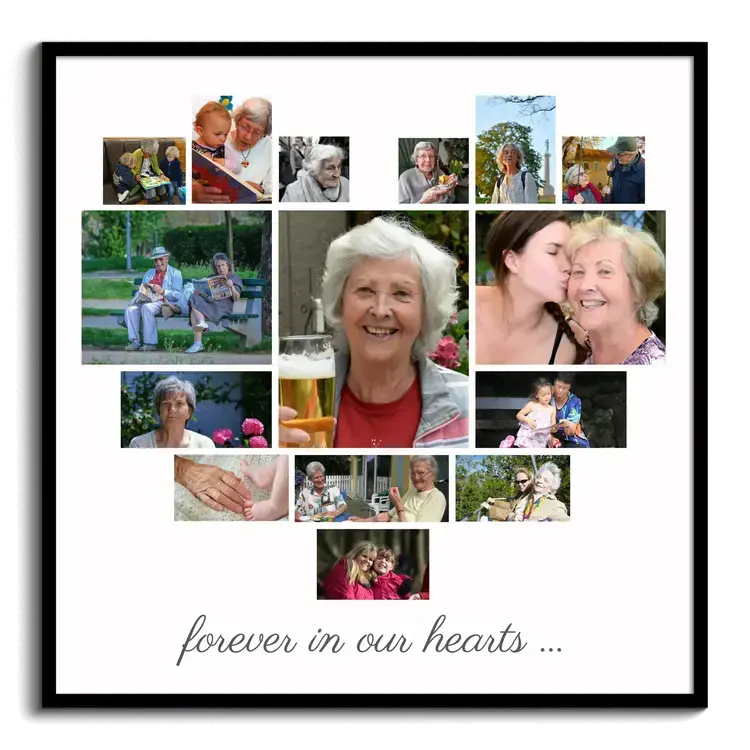 Photo collage heart as memory