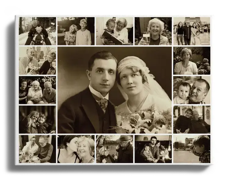 Family Photo as Photo Collage Sepia Large Center