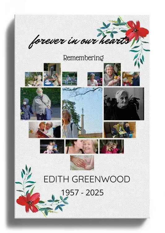 Photo collage memory memorial service heart