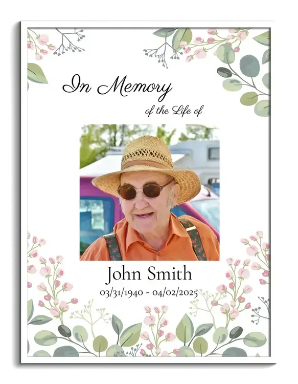 Memorial Deceased Flower Portrait with One Photo