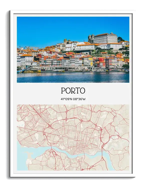 City Photo Map Poster with Coordinates