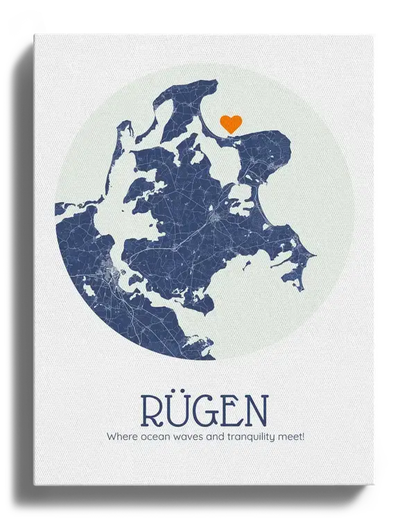 Rügen Map Poster: Circle Style, Maritime Colors