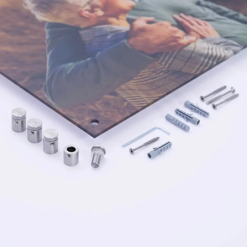 Photo collage on acrylic glass: Wall mount assembly kit