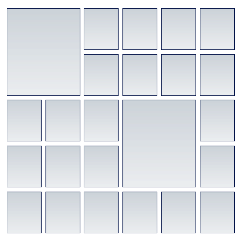 Photo collage template, images arranged in a grid with variation